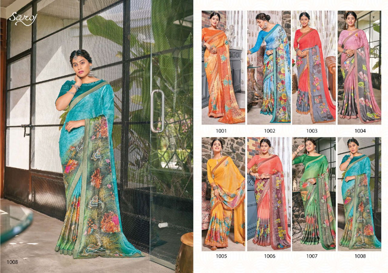 Saroj Delight 4 Printed Brasso Casual Wear Latest Saree Collection